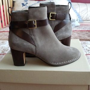 Clark's gray suede booties